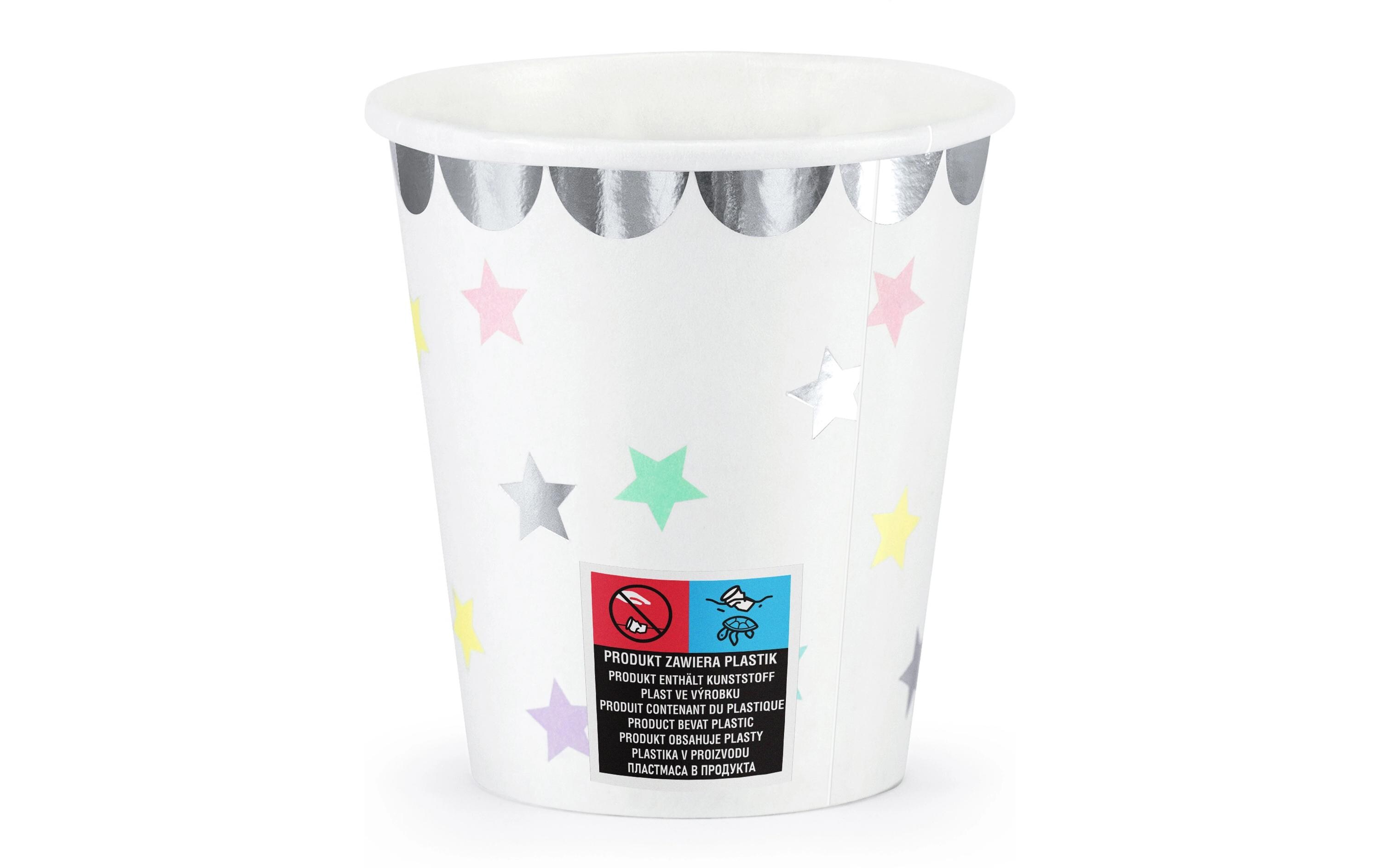Einwegbecher Einorn/Sterne 6 StückPappbecher für Kindergeburtstag