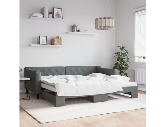 VIDAXL - Lit de jour avec lit gigogne gris foncé 90x200 cm tissu