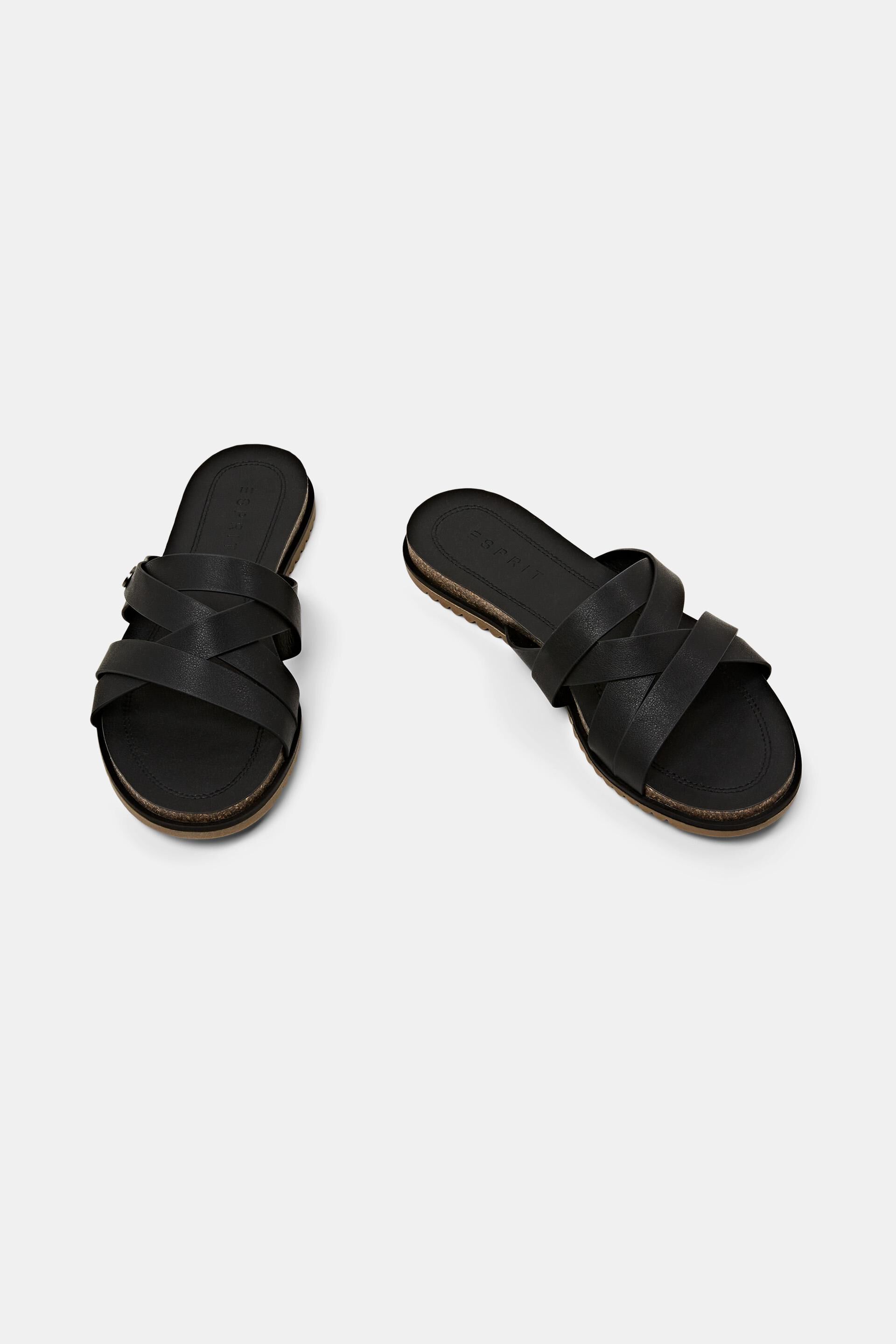 Sandales à enfiler en cuir vegan à brides croisées