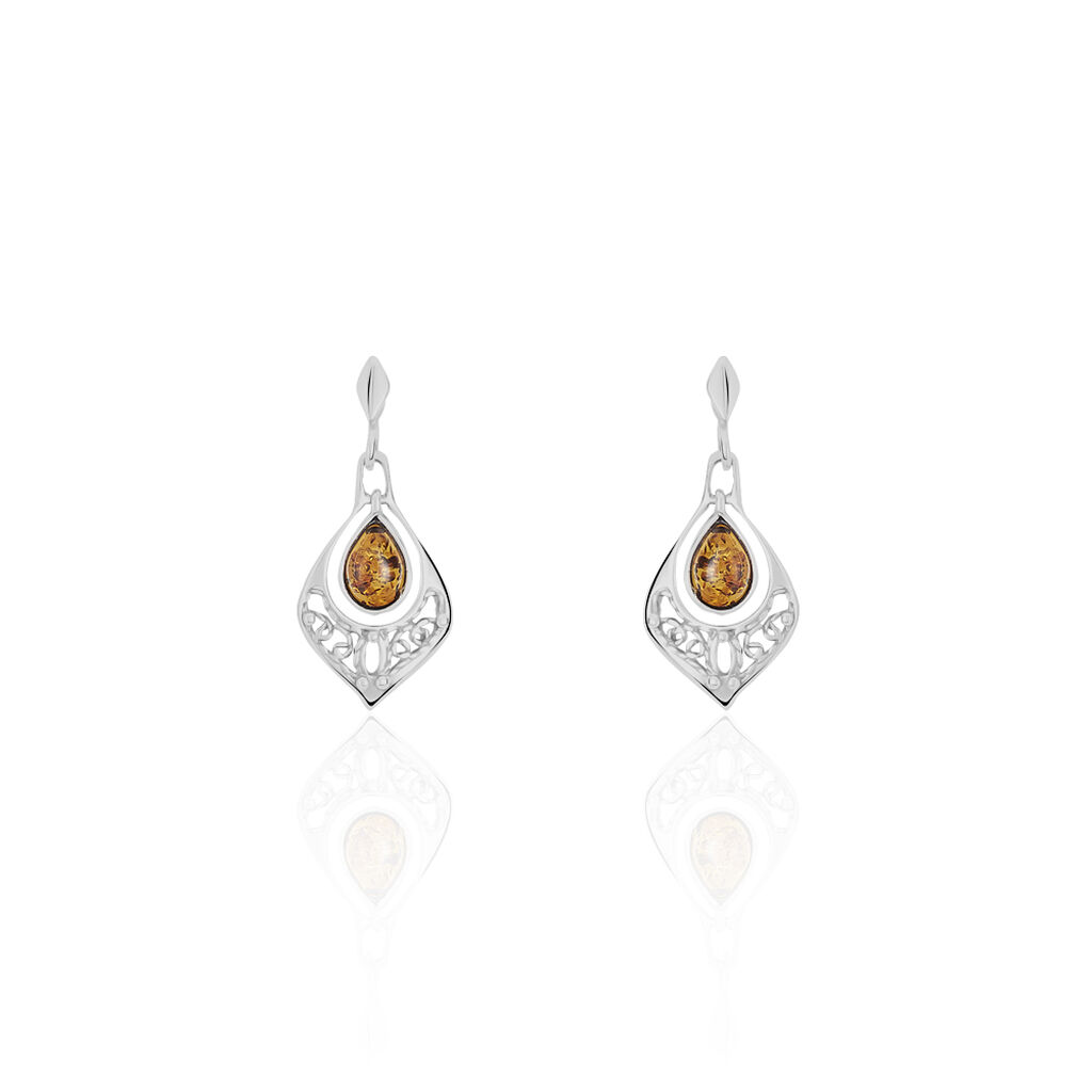 Boucles D'oreilles Pendantes Doralyn Argent Blanc Ambre