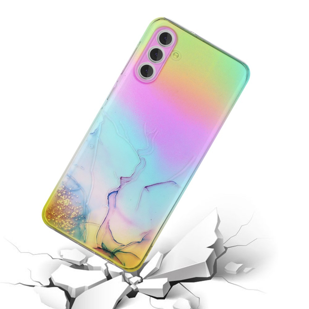 Samsung Galaxy S24 Gummi Hülle Laser Hologramm Marmor Look - Pink