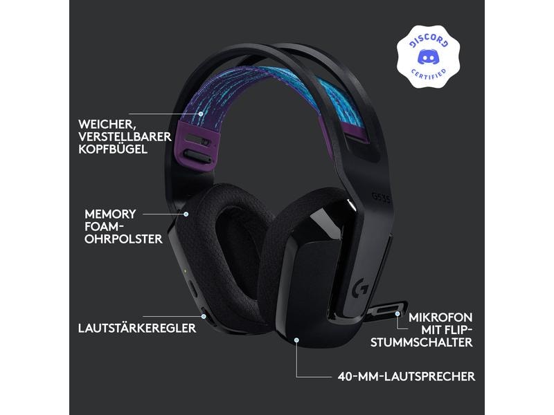 Logitech Headset G535 Lightspeed Gaming Blau/Schwarz Kabelloses Over-Ear-Headset mit Surround-Sound und weichem Ohrpolster