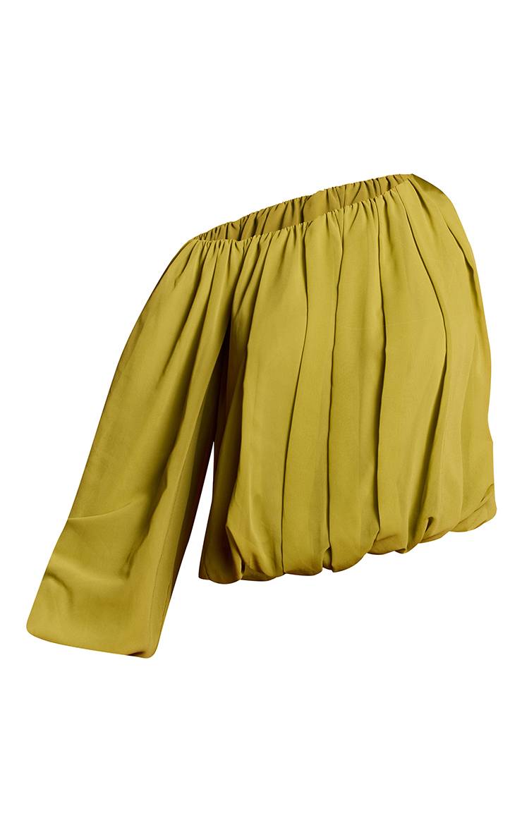 Vert Ensemble Coordonné Blouse En Mousseline À Manche Unique Froncée
