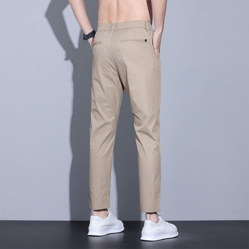 Denimic - Mid Rise Plain Cropped Tapered Pants