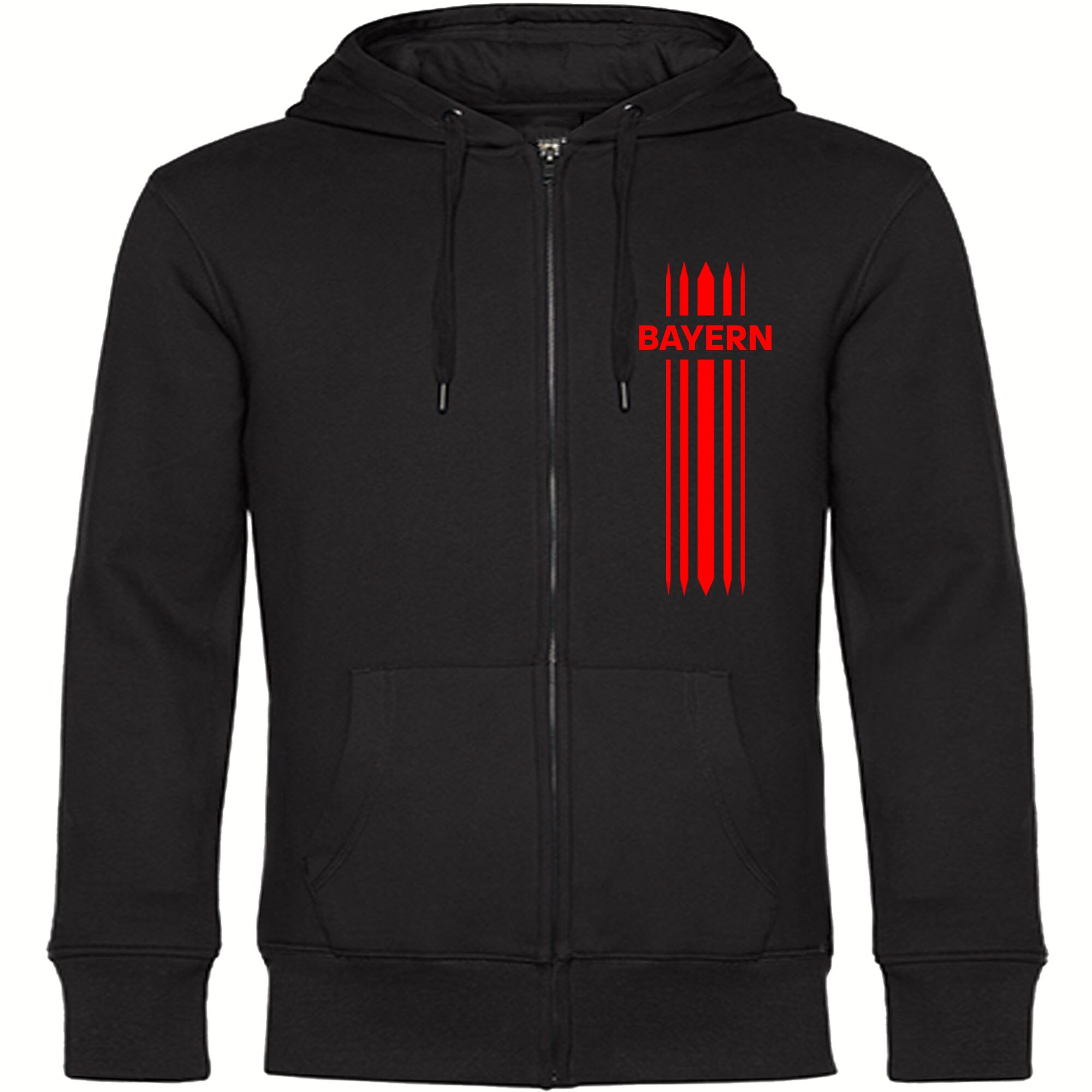 multifanshop® Kapuzen Sweatshirt Jacke - Bayern - Streifen - Druck rot