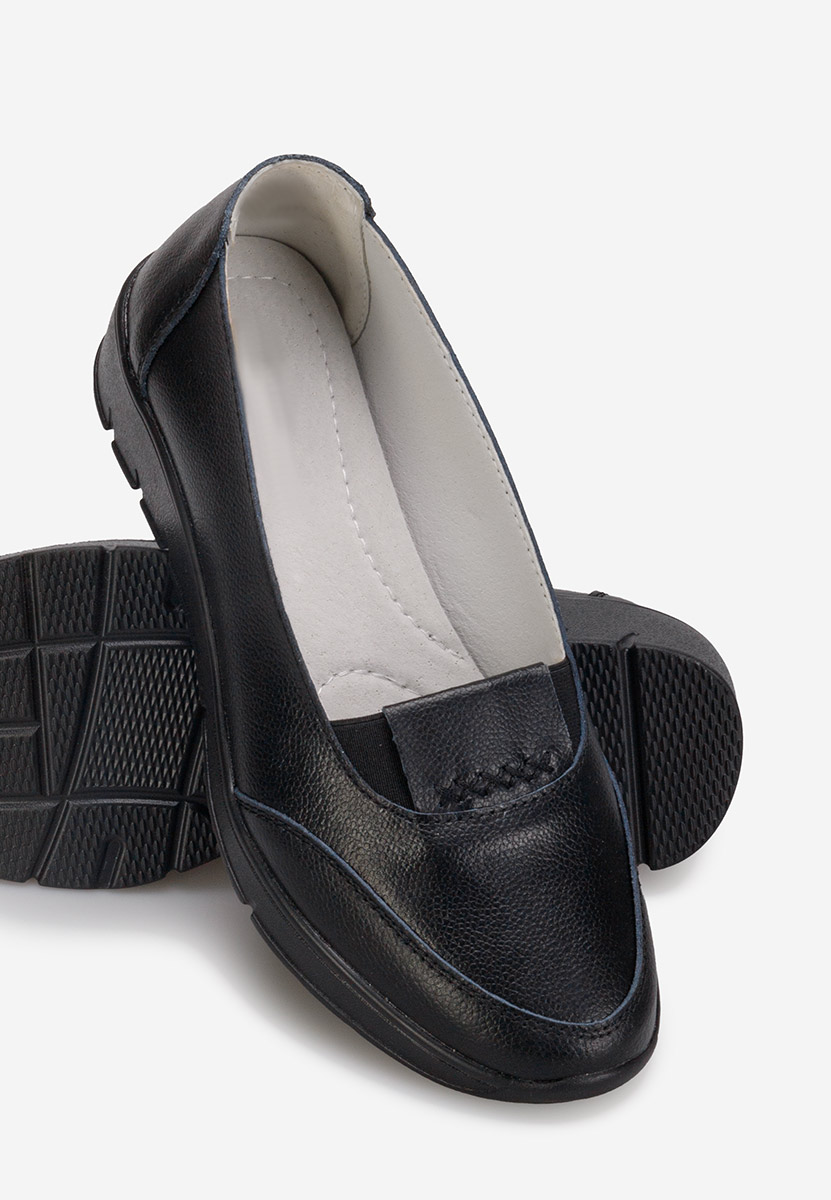 Mocassins en cuir naturel noirs Sandira