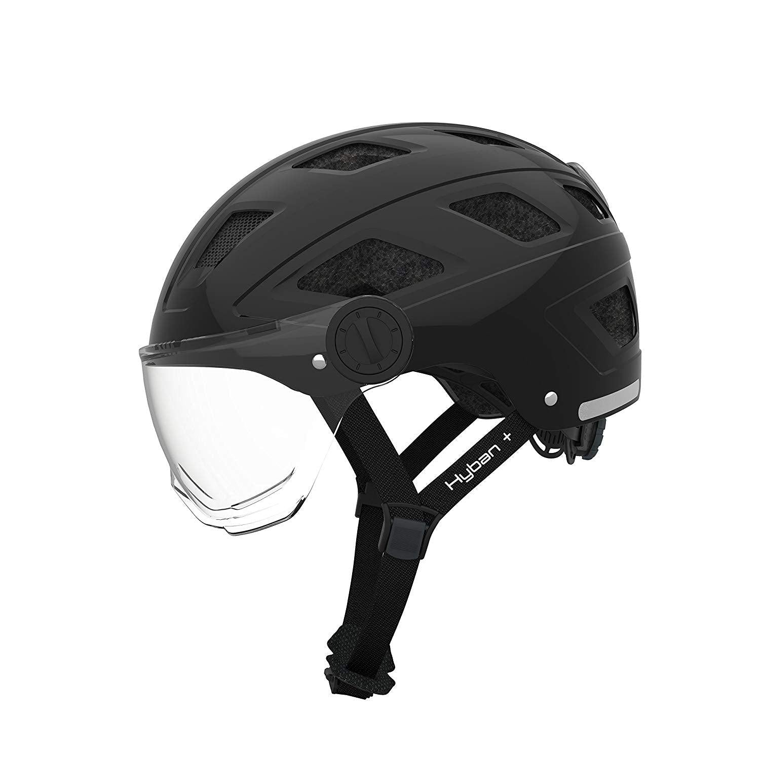 Casque de vélo ABUS Hyban + Noir avec Visière et LED Arrière