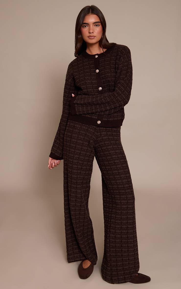 Chocolat Pantalon Large En Maille Bouclée