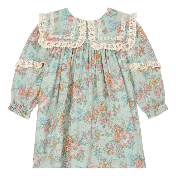 Louise Misha Robe Coton Bio Fleurie Arinola | Vert d'eau