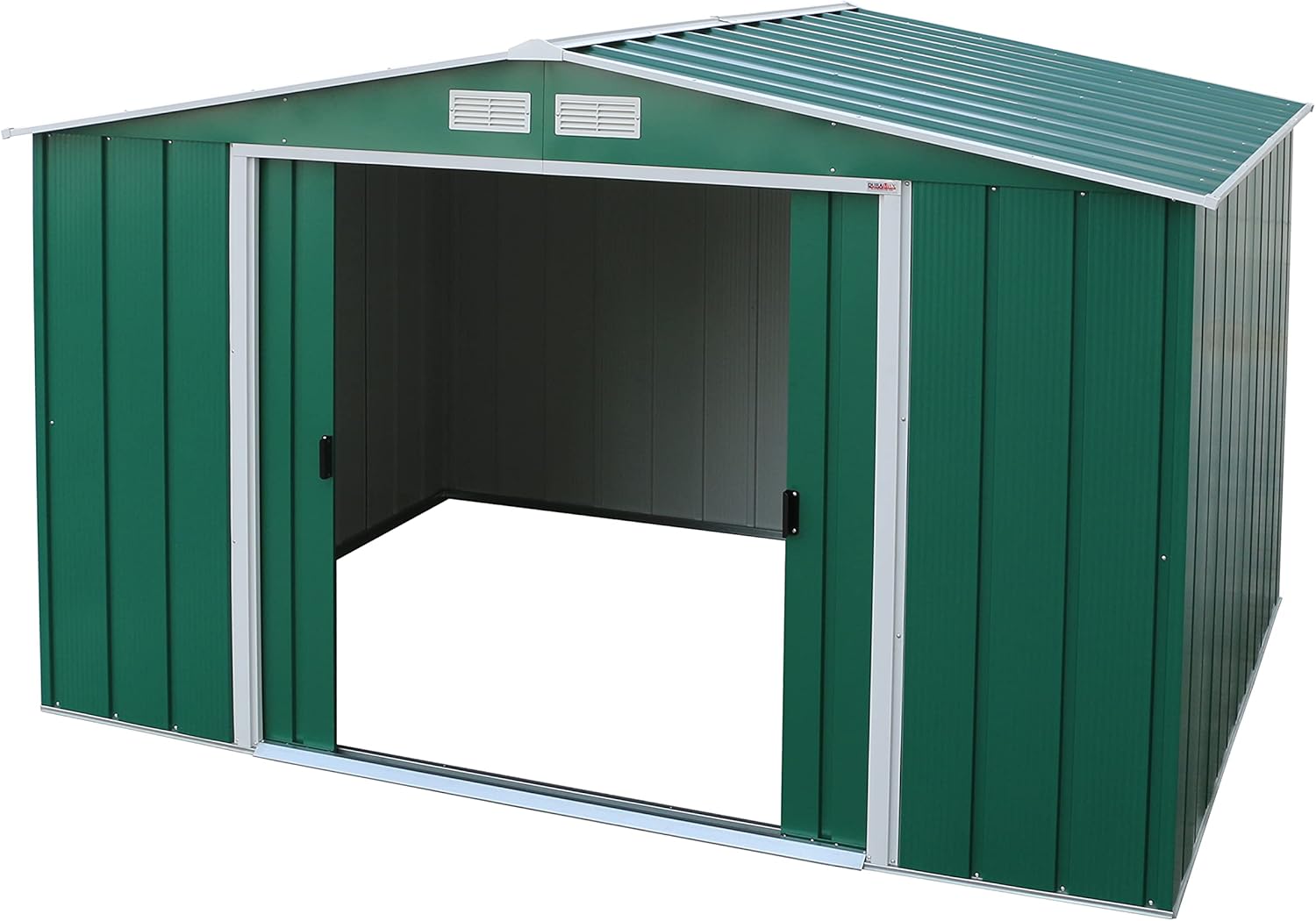 Duramax ECO 10 x 8 (7.28 m²) Abri de Jardin en Métal Galvanisé à Chaud, Abri de Stockage d'Outils, Structure de Toit Renforcée, Abri en Métal Sans Entretien, Vert