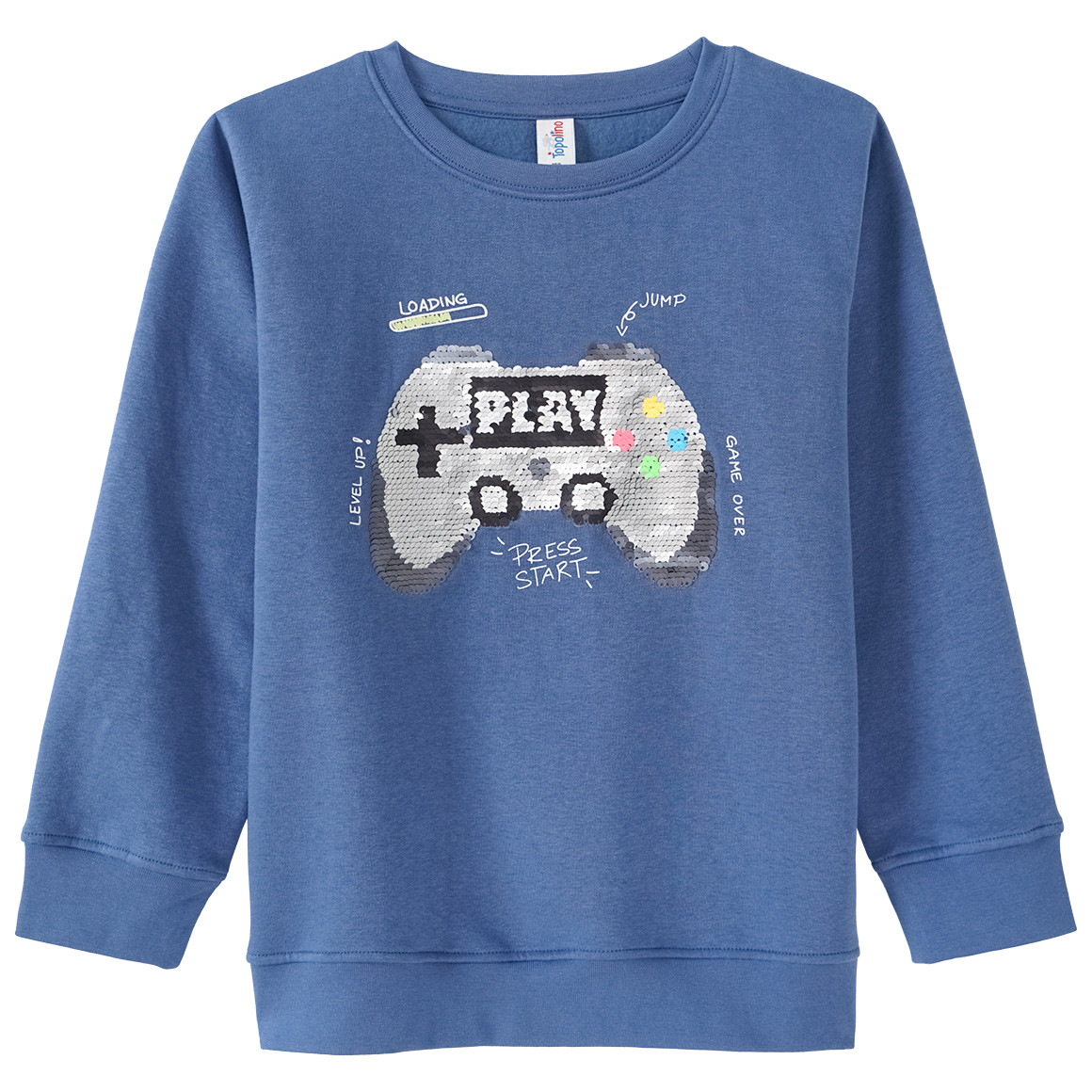 Topolino Jungen Sweatshirt mit Wendepailletten hellblau