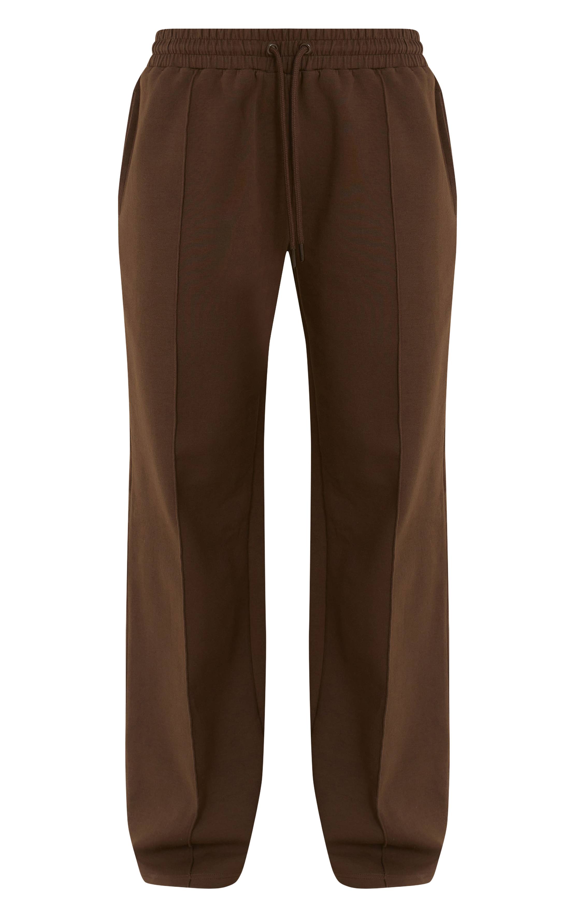 Chocolat Pantalon De Jogging Droit En Jersey Interlock À Pinces