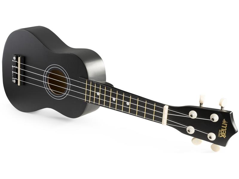 MAX Ukulele UKEY Set Soprano Schwarz 21 Zoll Sopranukulele mit Tasche und Zubehör