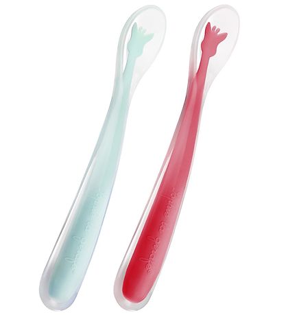 Sophie la Girafe Löffel - Silikon - 2 Teile - Rot/Hellblau