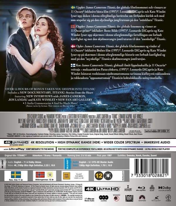 Titanic (4K Ultra HD + Blu-ray) (3 disc)