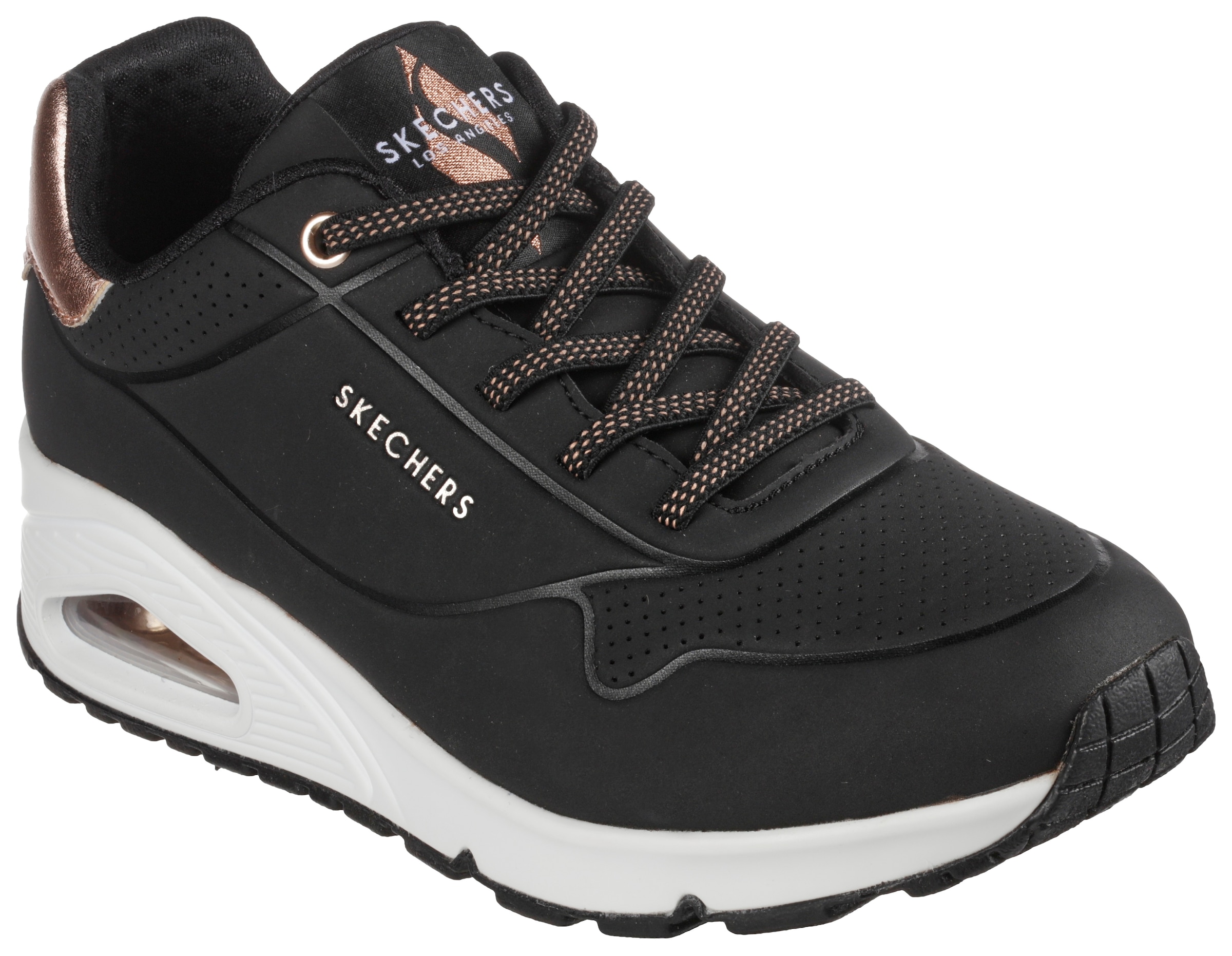 Skechers Slip-On Sneaker »UNO SHIMMER AWAY«  Slipper, Freizeitschuh, Plateausneaker mit modischem Keilabsatz