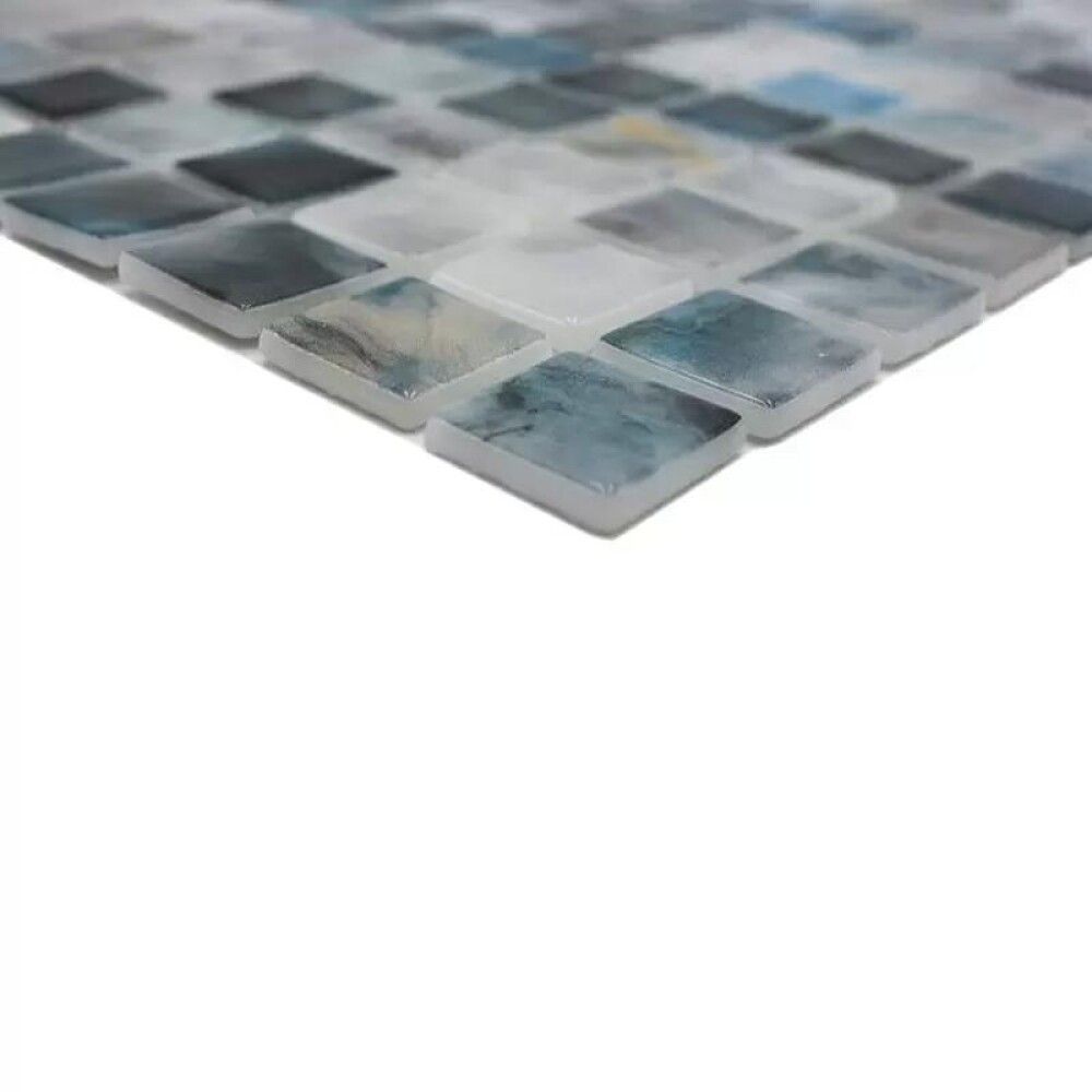 MOSAIK NATUR FIRKANTET GLASS/STEIN BLÅ MIX
