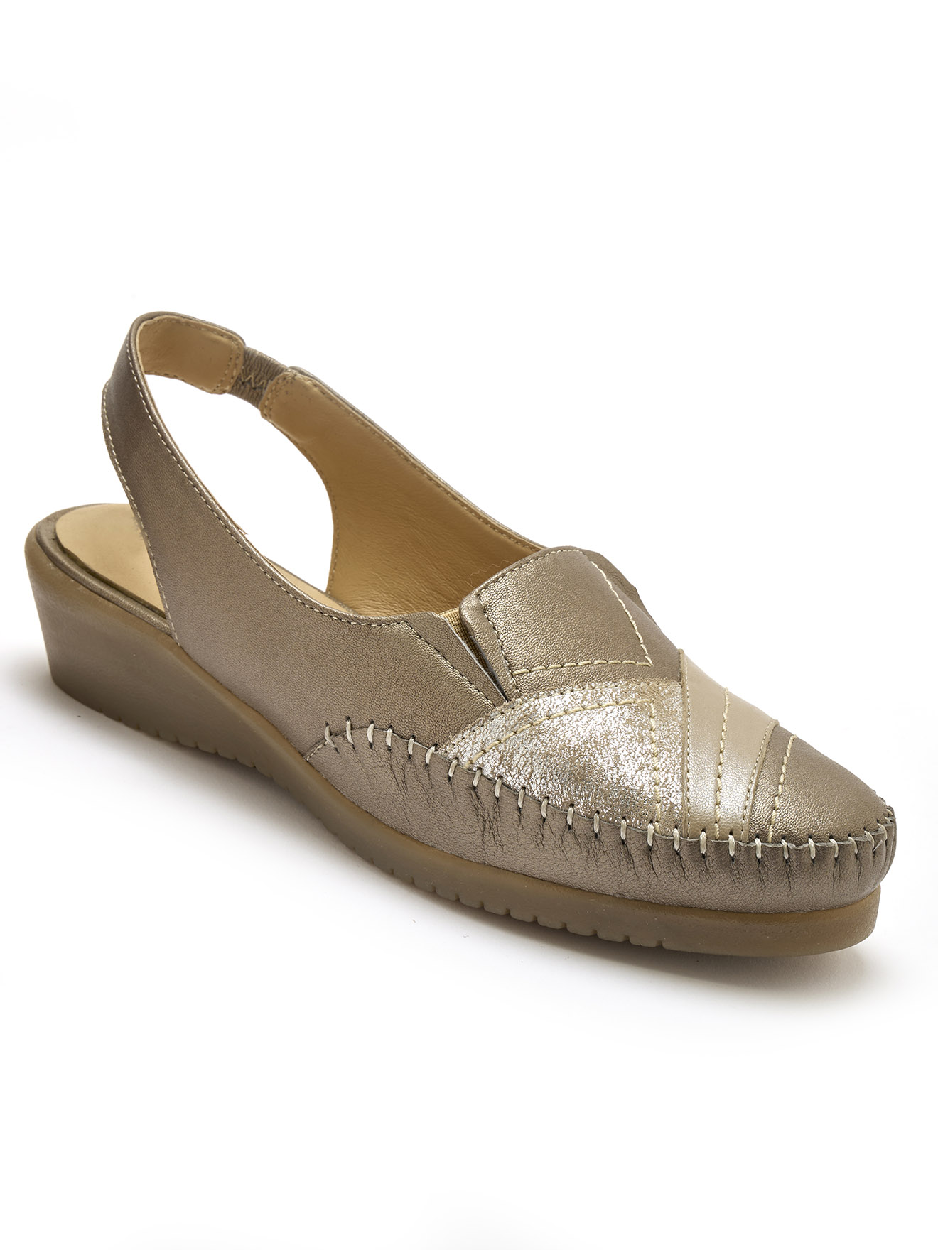 Sandales élastiquées tout cuir