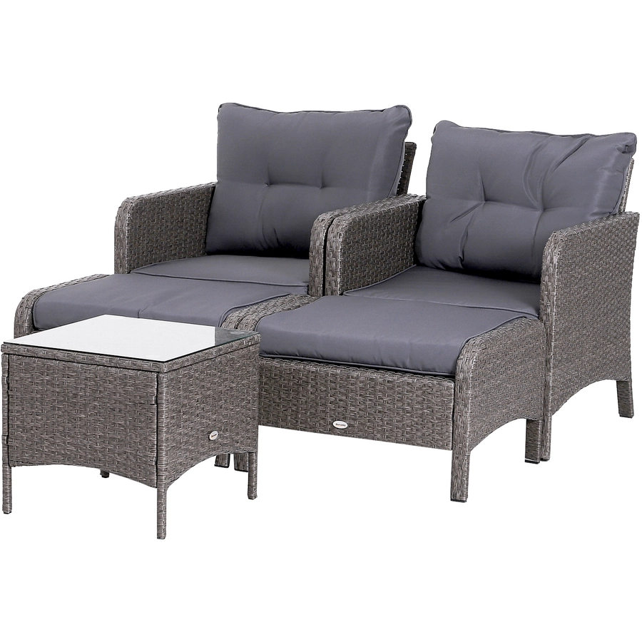 Outsunny Rattan Sofagarnitur als 5-teiliges Set dunkelgrau