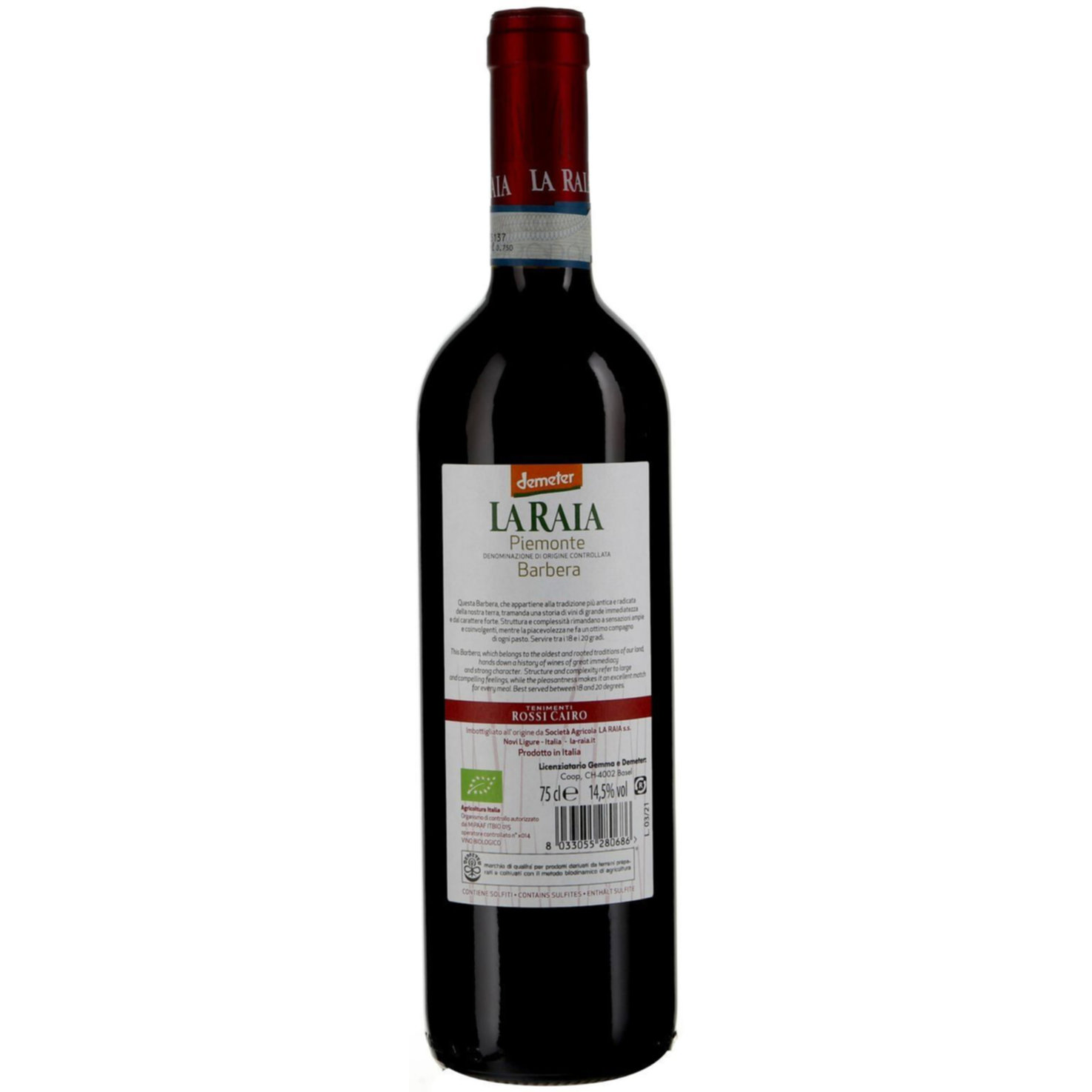 Naturaplan Bio Piemonte Doc Barbera La Raia -75cl