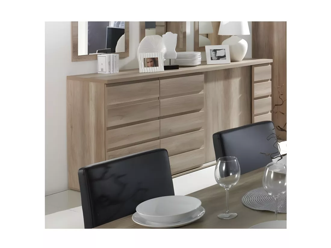 Buffet 3 portes coulissantes ROMI - Coloris dab canyon - 220 x 99 x 55 cm