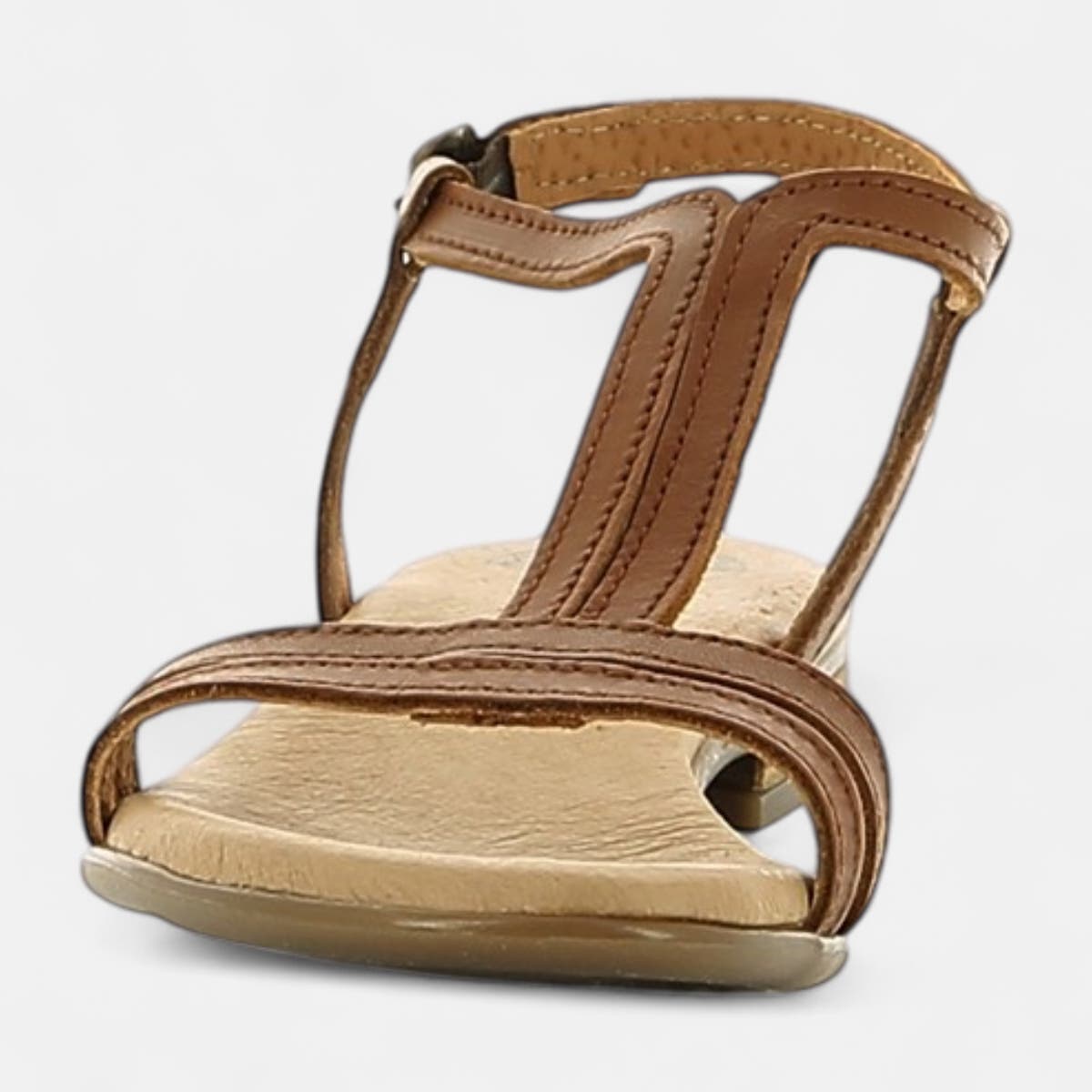 Sandales Femme en cuir cognac