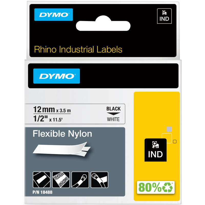 Dymo Band Rhino 18488, 12 mm, schwarz auf weiss
