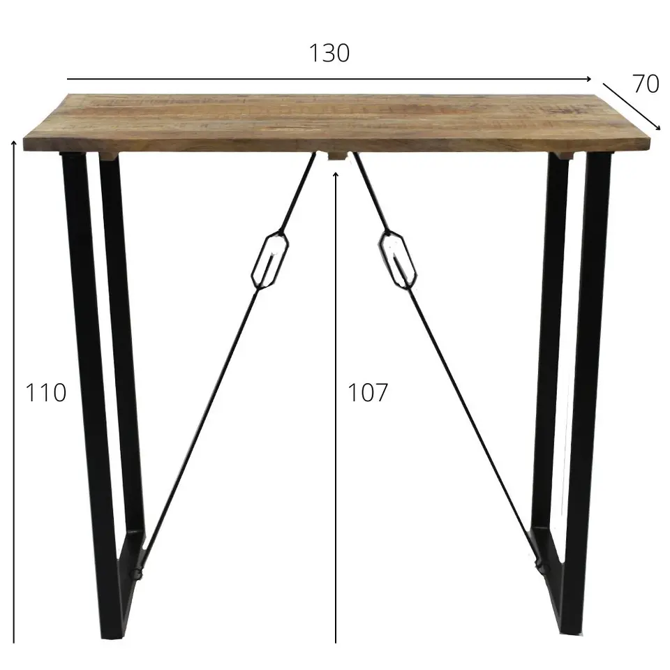 Industriële bartafel Vegas 130x70x110 cm Mangohout - Mangohout - Bruin