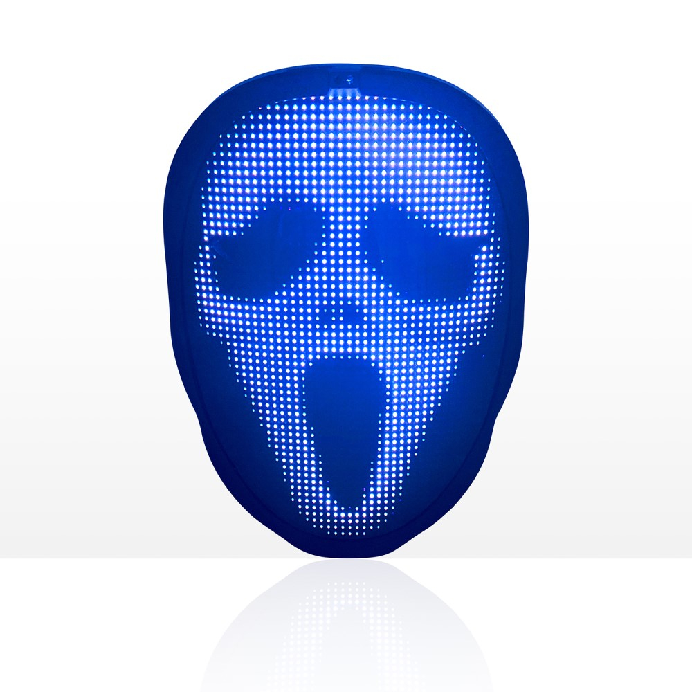 LED Maske Fasnachts Halbmaske USB Kostüm Zubehör Motto Party Accessoire Halloween Foto Requisite - Schwarz
