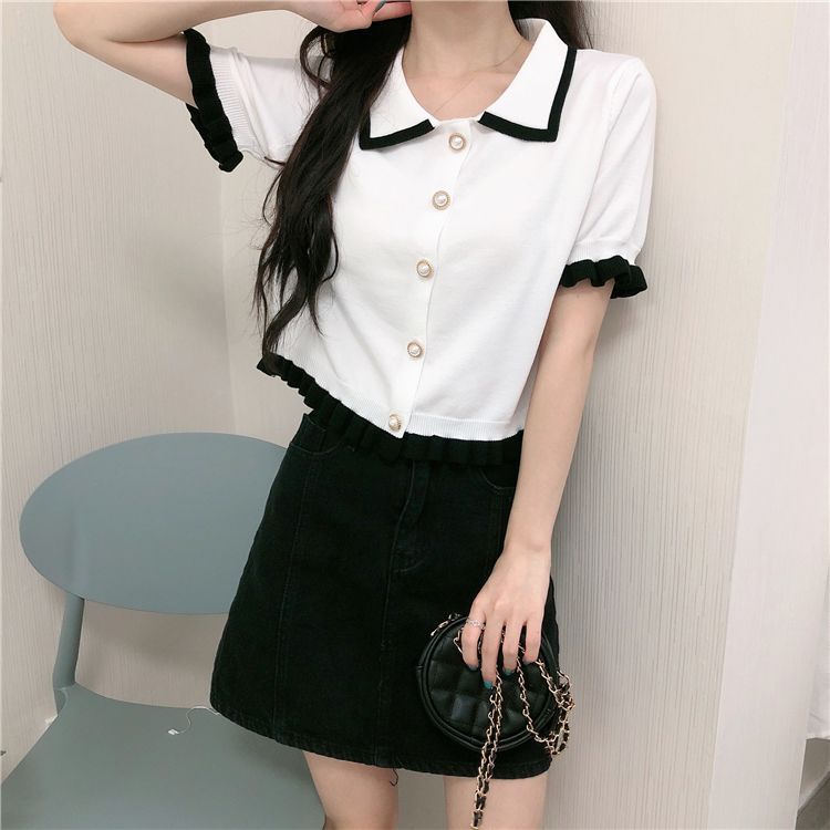 Shinsei - Blouse met korte mouwen en ruches