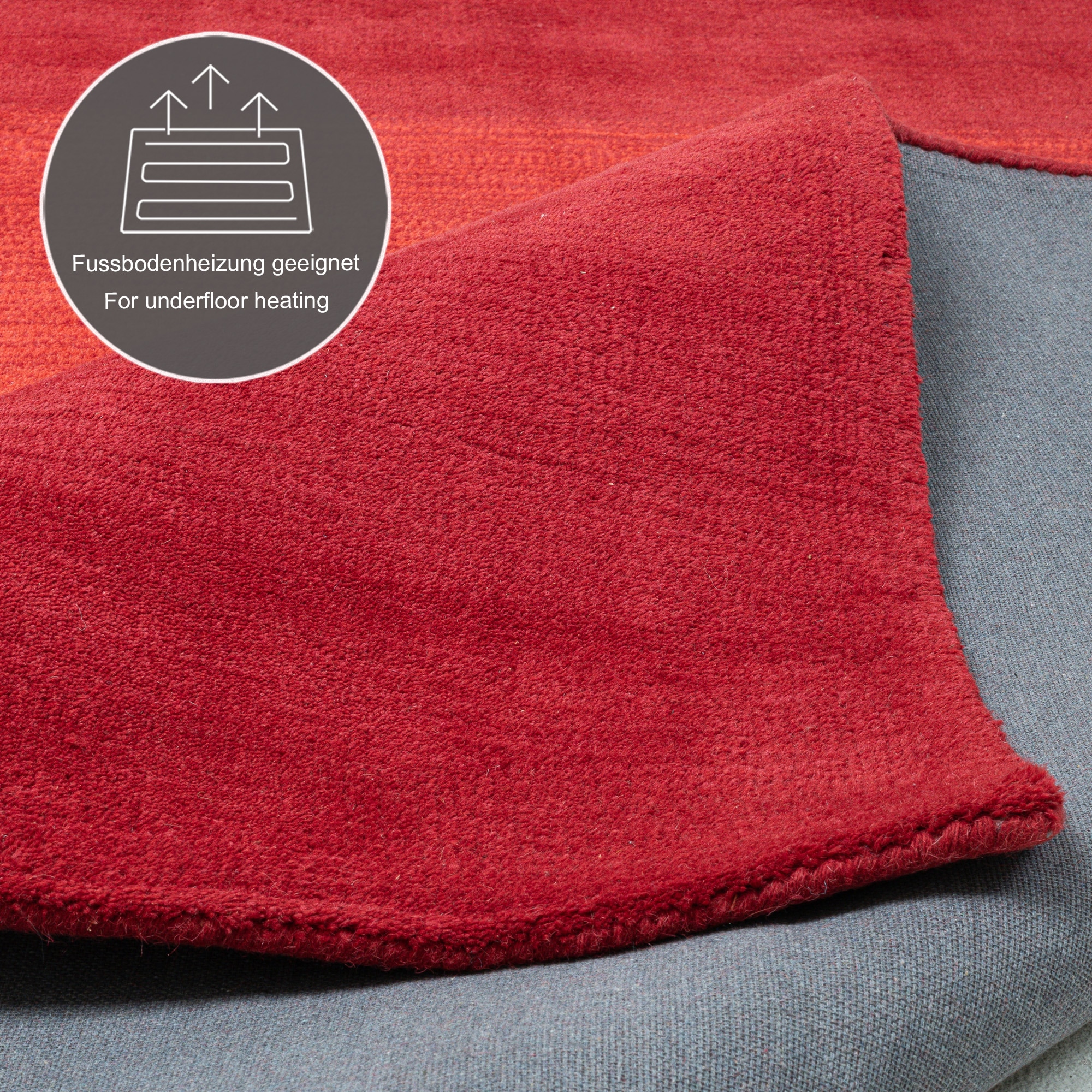 THEKO Wollteppich »Wool Comfort« rechteckig 14 mm Höhe Handweb Teppich, reine Wolle, handgewebt, brilliante Farben, Scandi