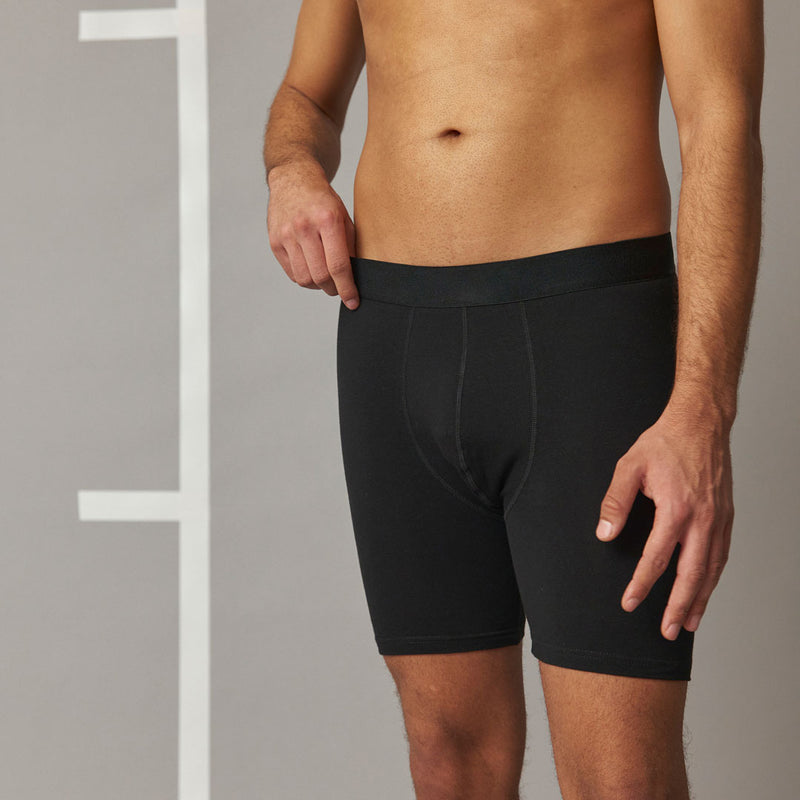 Lange Boxershorts ohne Logo aus Bio-Baumwolle Blau