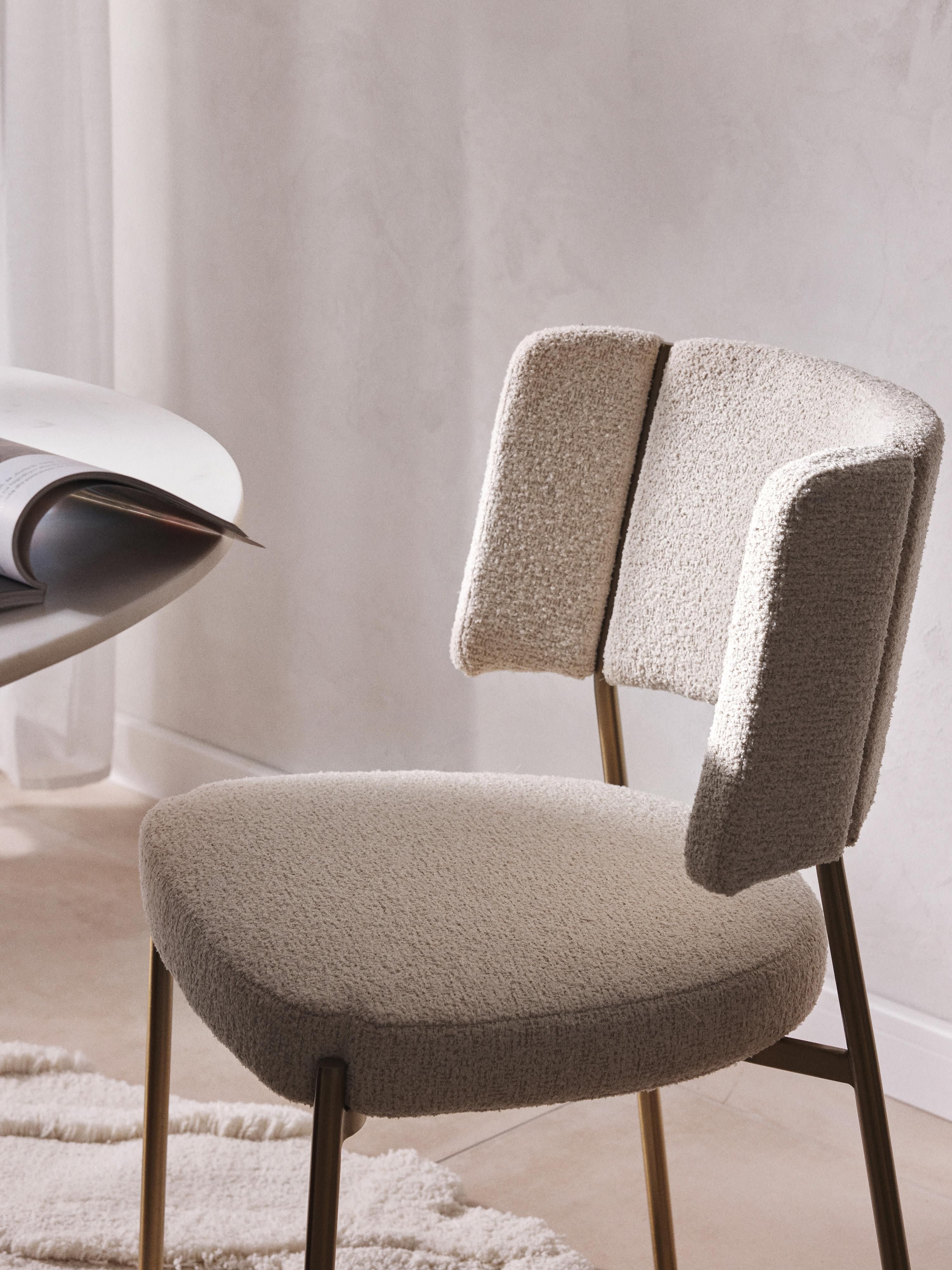 Bouclé gestoffeerde stoelen Samantha, 2 stuks