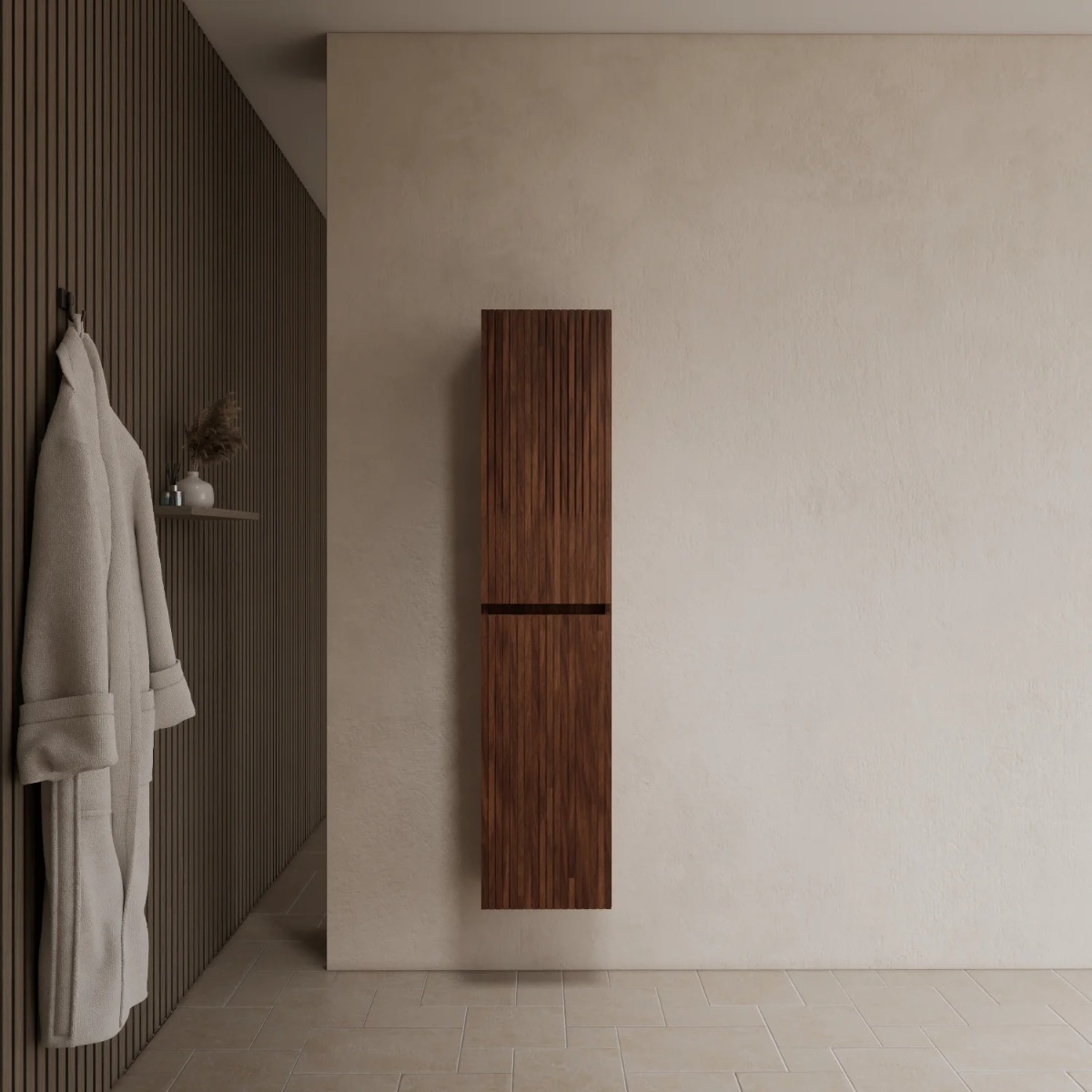 Gliss Design Timotheus kolomkast met ribbelfront 160cm walnut
