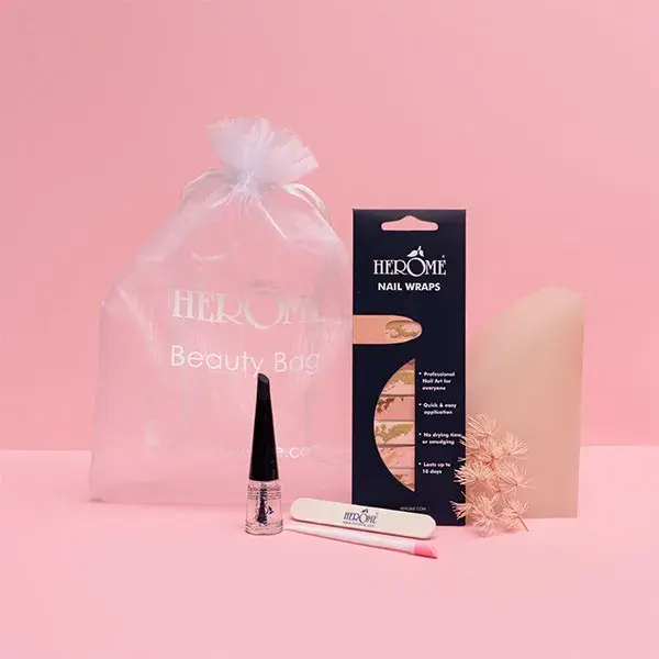 Herôme Nail Wraps pink et gold marble