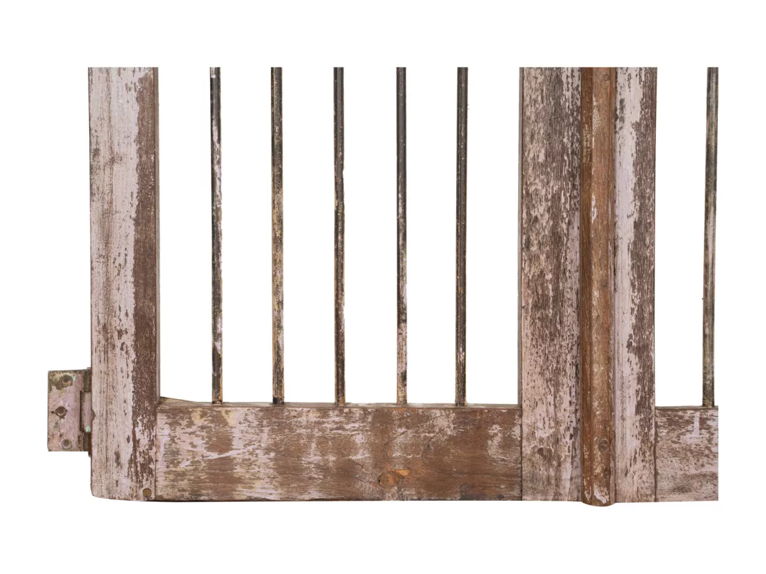 BISCOTTINI Portail - Bois Massif et Fer Finition Antique - Clôture en Fer - Portail en Métal - Porte Décorative - Portail d'Entrée - Clôture en Bois - Intérieur et Extérieur - 91x6x113cm