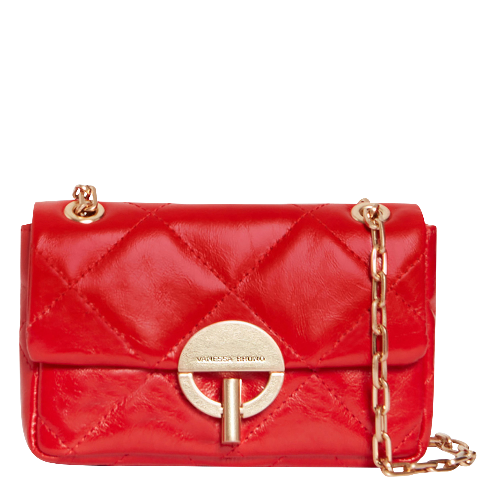NANO MOON - Sac bandoulière matelassé en cuir | Rouge