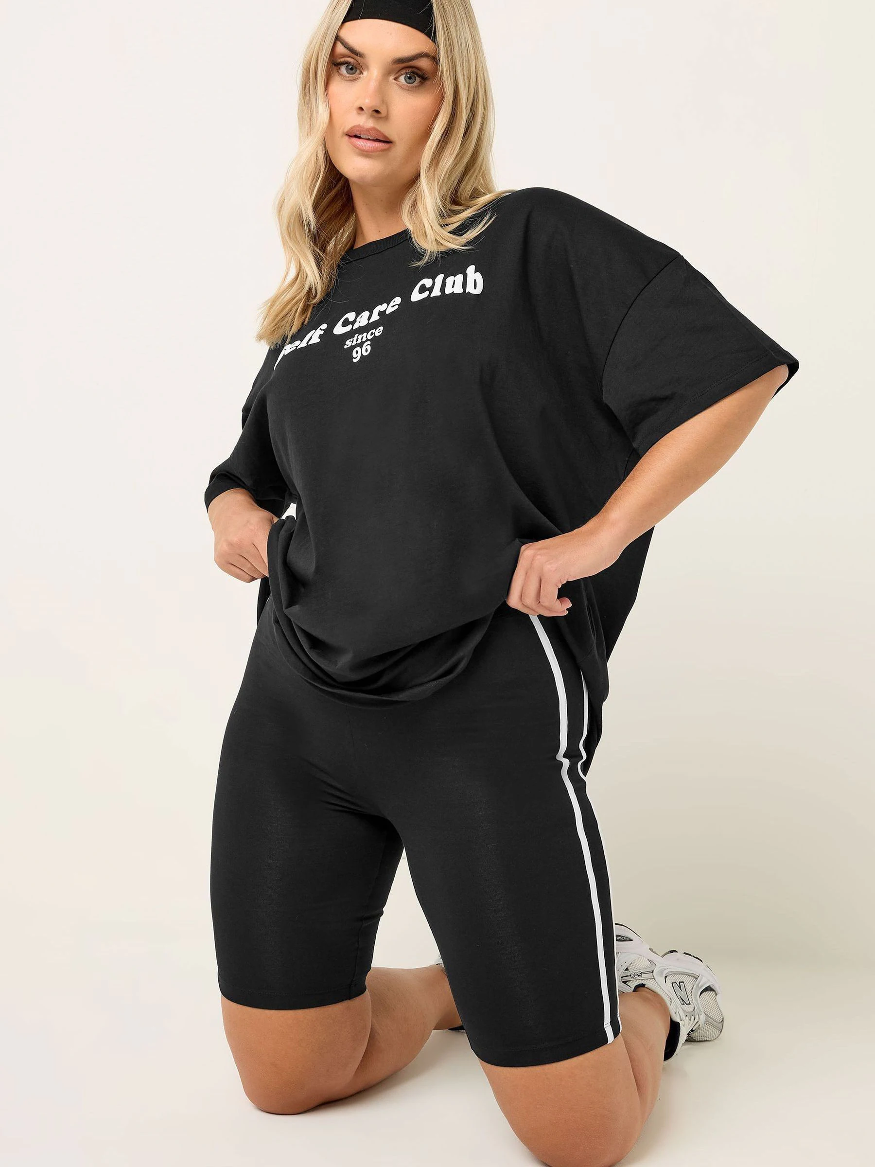 Yours Curve Side Stripe Shorts