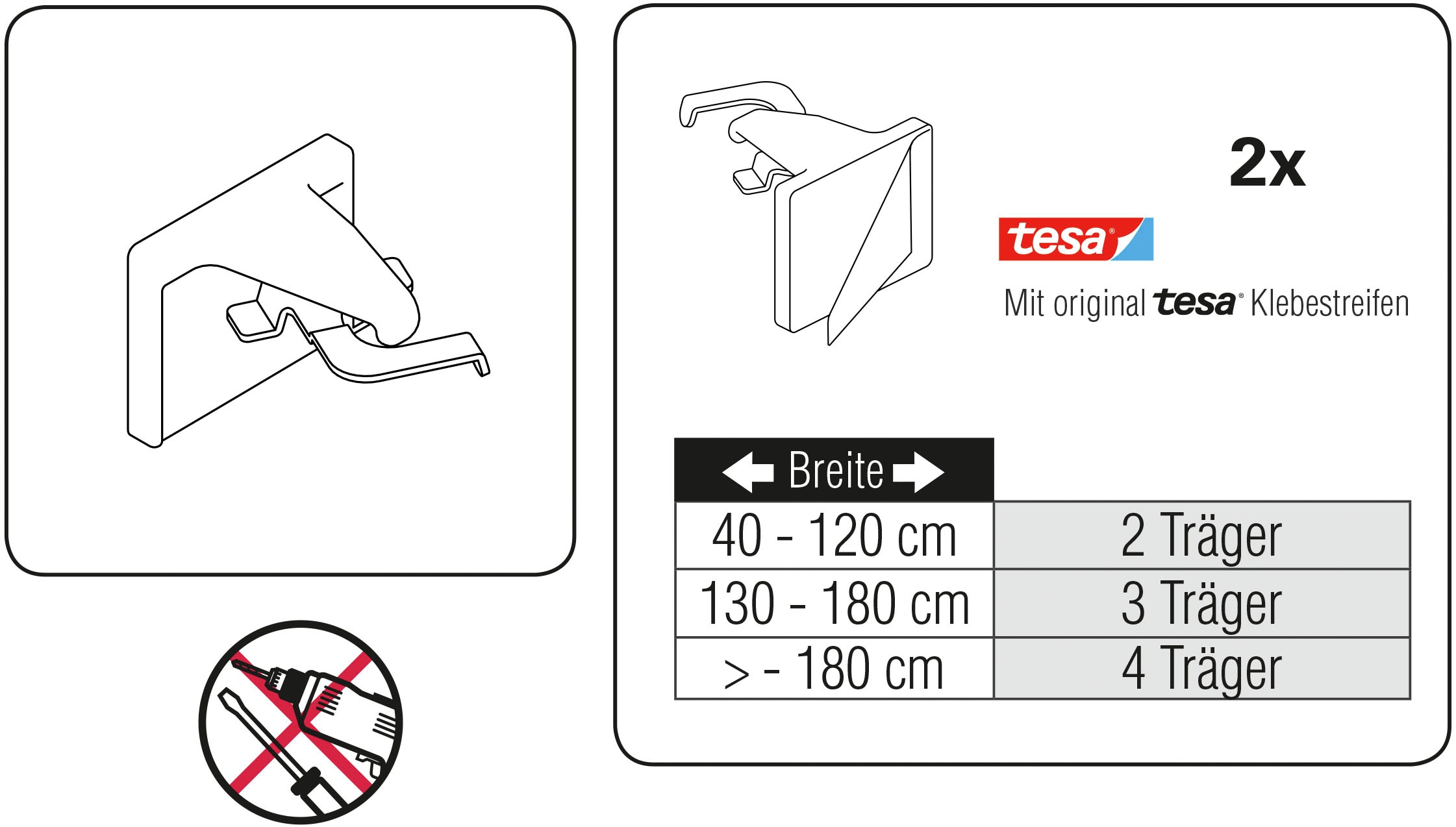 GARDINIA Sichtschutzbefestigung »Klebeträger-Set« für Aluminium-Jalousien