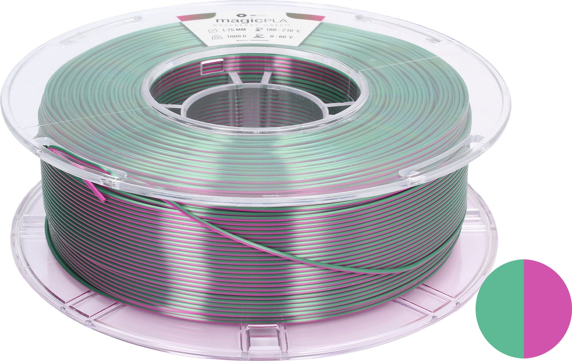 3DJAKE  magicPLA Mint Blush, 1,75 mm / 1000 g    Zweifarbiges PLA-Filament für bunte Farbkreationen in Mint Blush