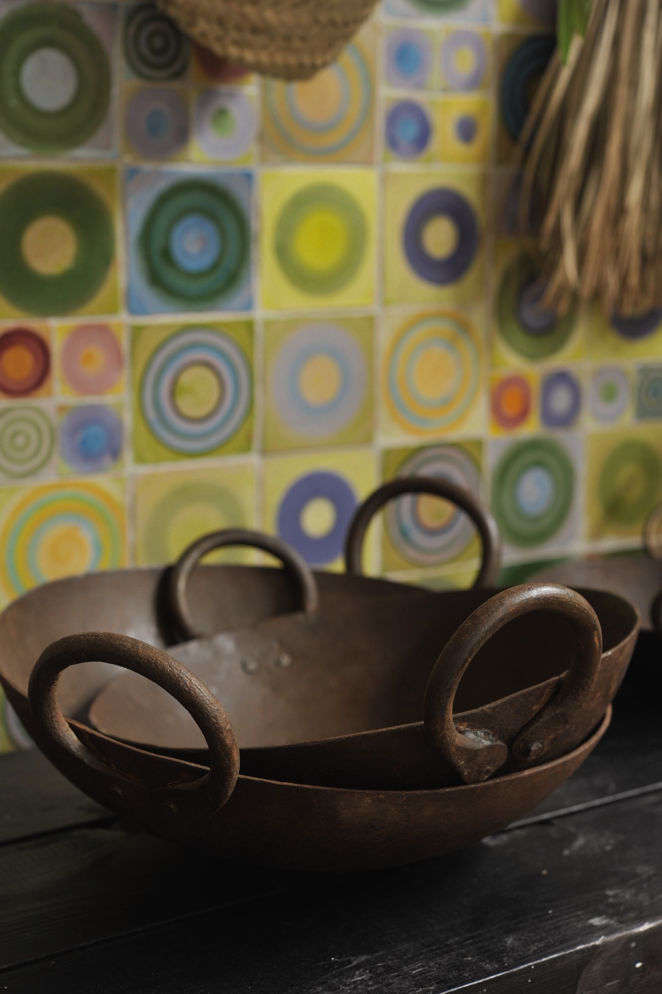 Alter indischer Wok, handgeschmiedet, Ø ca. 30 cm von fischer's lagerhaus