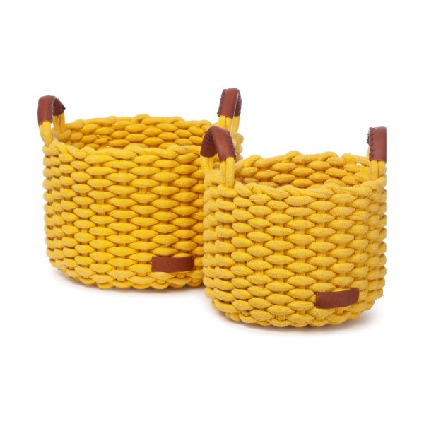 KidsDepot Korbo Set Opbergmanden M Okergeel