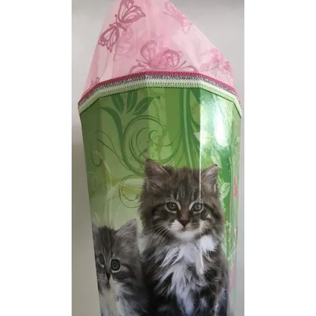 Nestler Schultüte Katzenbaby mit 3 farbiger Borde und Spezialtüll mit Schmetterlinge, 85 cm, eckig