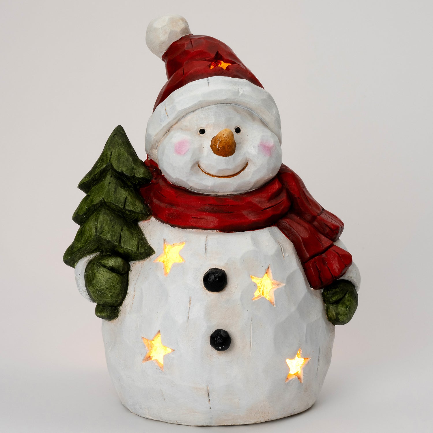 Intratuin waxinelichthouder sneeuwpop wit / rood 33,5 x 28 x 43 cm