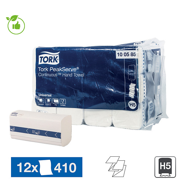 Essuie-mains enchevêtrés Tork PeakServe universal H5, 12 paquets de 410