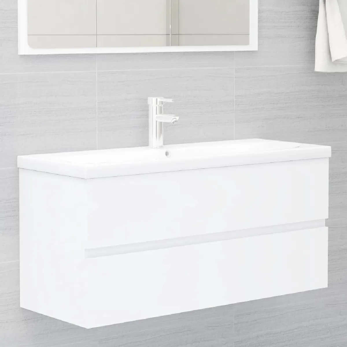 vidaXL Armoire d'Évier - Blanc - 100 cm