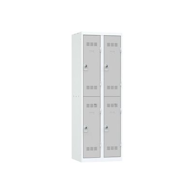 Vestiaire multicases - 2 colonnes - 4 portes - 180 x 60 x 50 cm - gris/gris