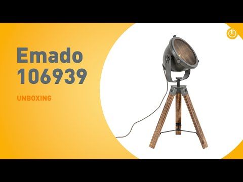 Industriële tafellamp tripod staal met hout kantelbaar - Emado