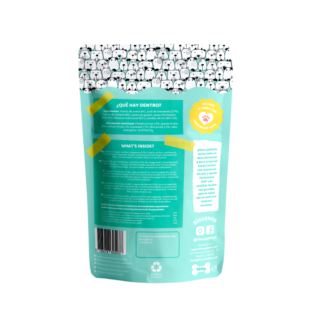 FlooppBITES Go Veggie! pacote de biscoitos naturais para cães