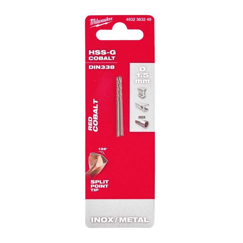 Milwaukee metaalboor HSS-GC RED Cobalt 1.5x40mm*